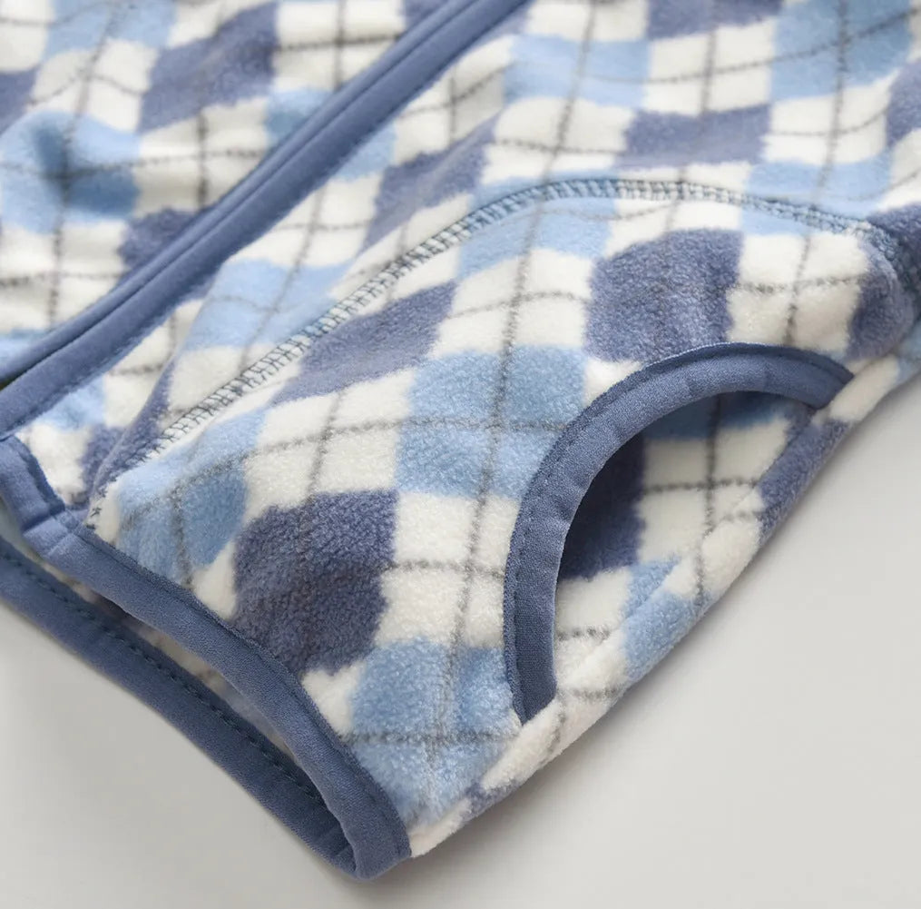 Chaqueta polar para niños Top con cremallera y estampado de rombos