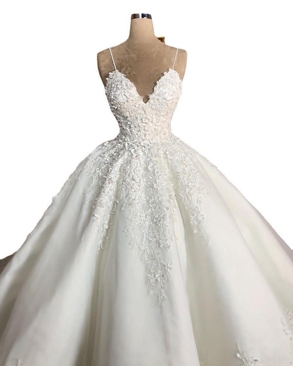 Vestido de novia sexy de encaje con escote en V profundo y largo hasta el suelo, con aura romántica y un banquete de bodas digno, bienvenido a la nueva primavera de 2024.