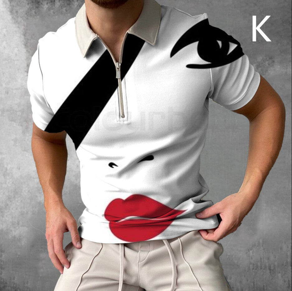 Camisas para hombres Face Art Print Camisetas de manga corta Ropa de calle para hombre