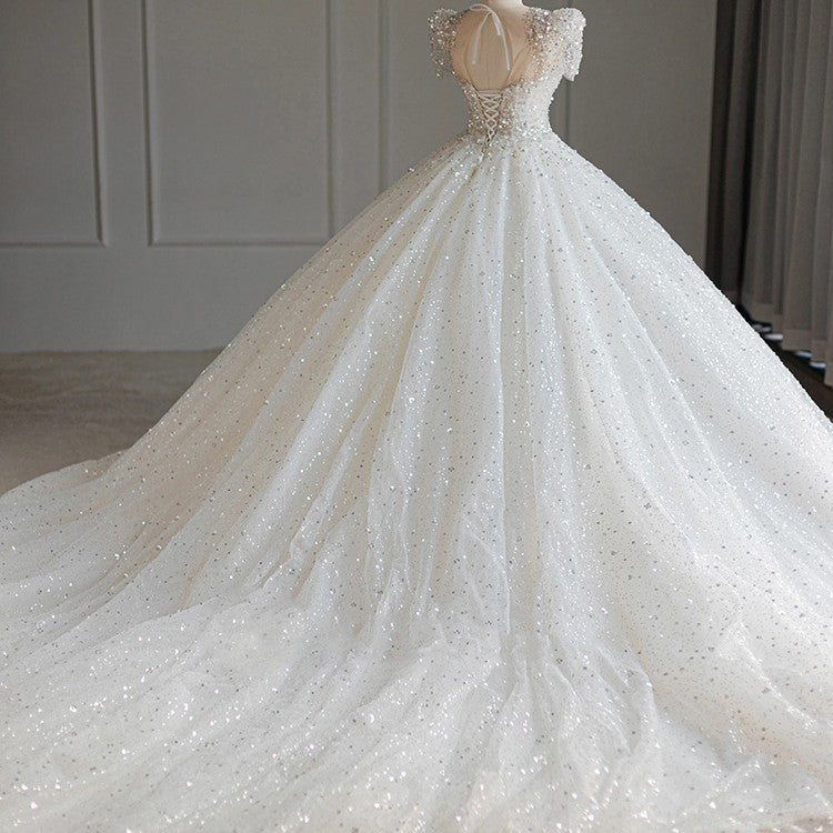 Nuevo hilo principal para novias, cola grande, textura princesa mayor, hilo pequeño para exteriores