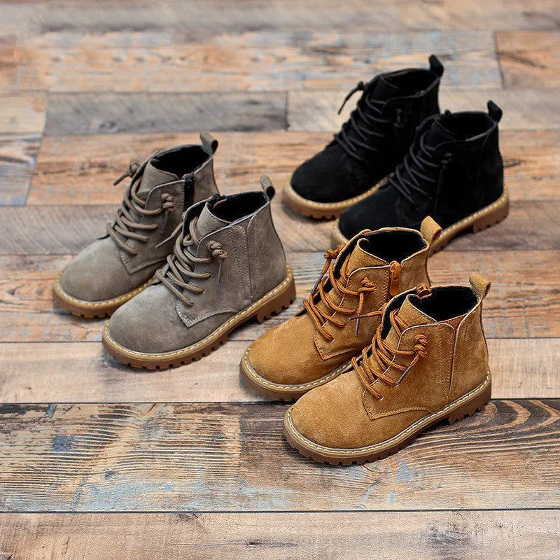 Botas individuales para niños, botas Martin para niños, botas militares negras, botas altas de verano para niños grandes