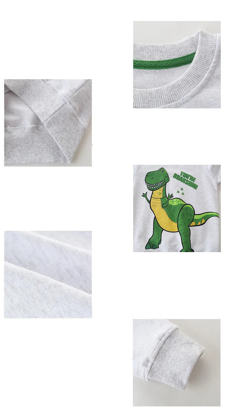 Sweat-shirt dinosaure imprimé en coton à manches longues pour garçons