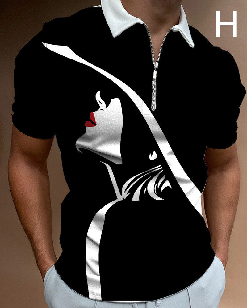 Camisas para hombres Face Art Print Camisetas de manga corta Ropa de calle para hombre