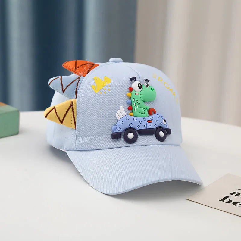 Gorra con visera de coche de dinosaurio, bordado de niños y niñas de estilo coreano