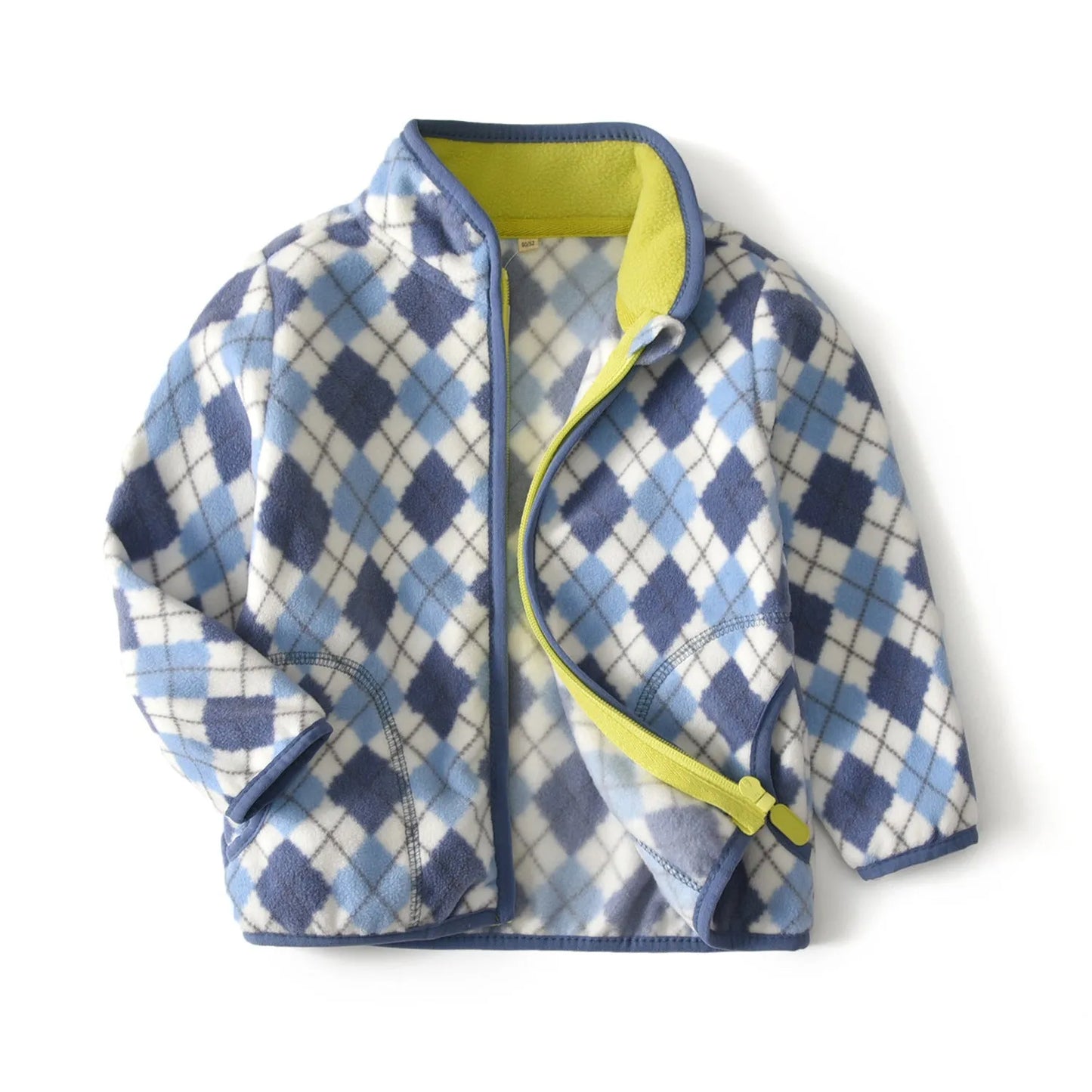Chaqueta polar para niños Top con cremallera y estampado de rombos