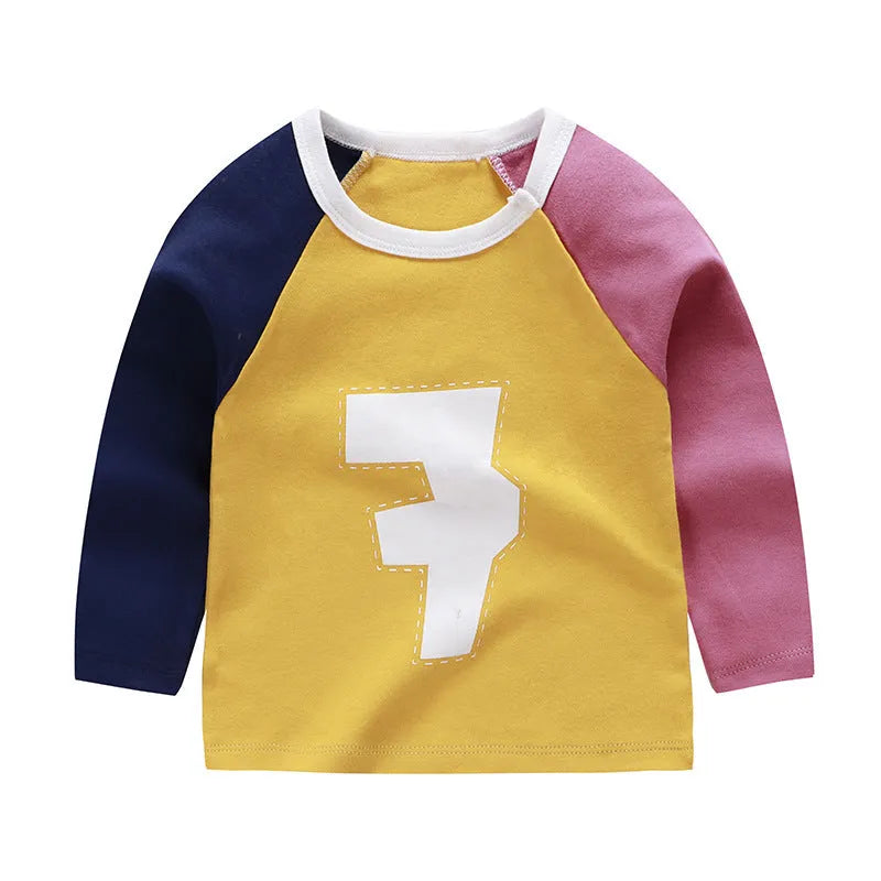 Camiseta de manga larga para niños Top individual de algodón