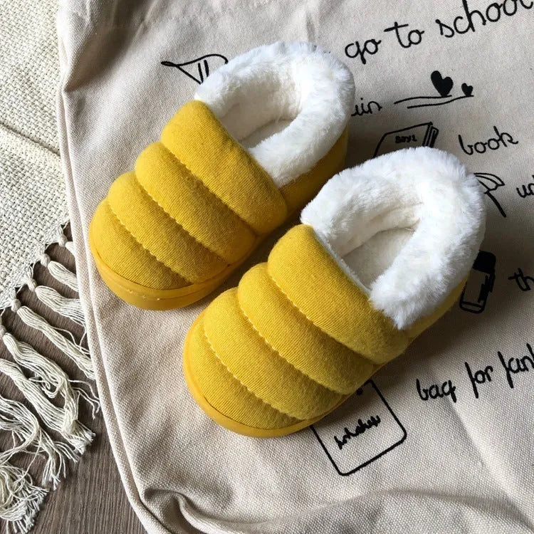 Zapatillas de algodón para niños de color caramelo, zapatos caseros interiores y exteriores, niños y niñas
