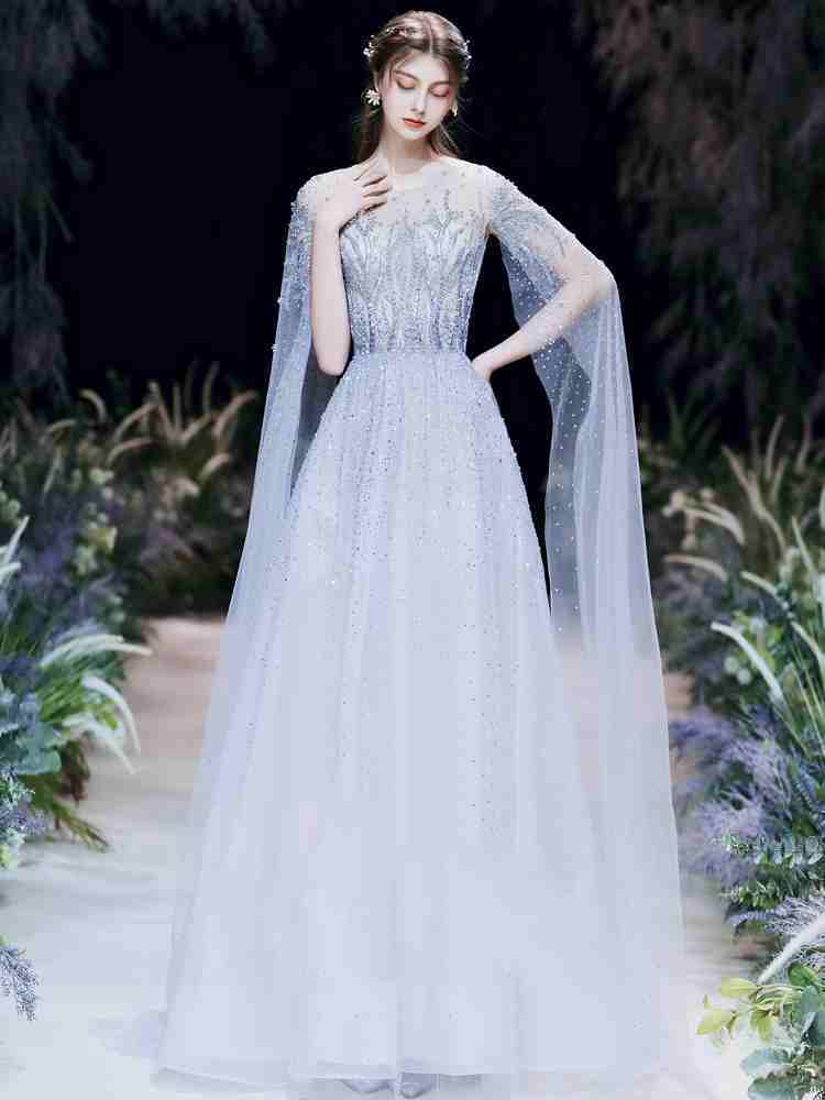 Vestido de noche de compromiso de alta gama, ligero, de lujo, para banquete de bodas femenino