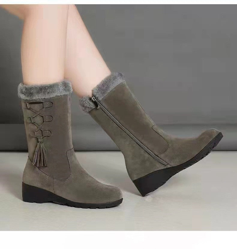 Botas de algodón Botas cálidas de lana más zapatos de algodón grueso de terciopelo