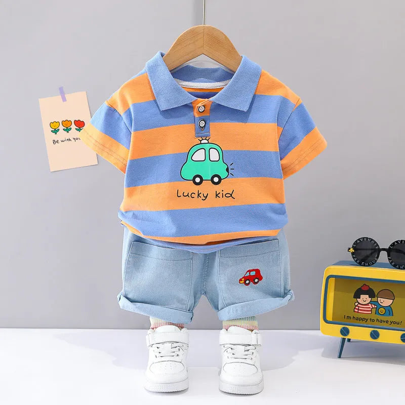 Polo de solapa de estilo coreano de manga corta de verano para niño