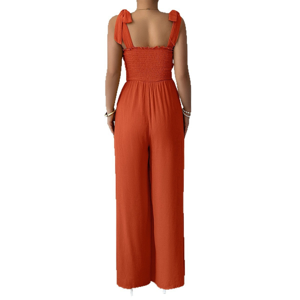 Women's High-grade Simple Camisole High-waist Wide-leg Jumpsuit