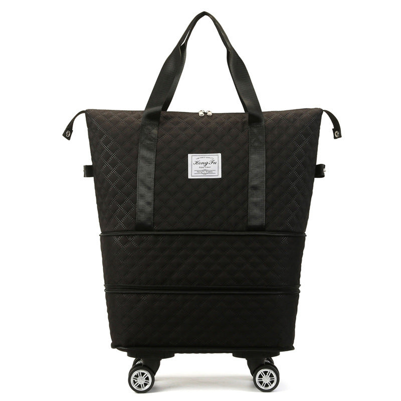Bolsa de viaje universal con ruedas y rombos, ligera, con separación en seco y húmedo, de gran capacidad, para fitness y yoga.