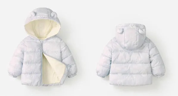 Nueva chaqueta de algodón con capucha ligera para niños de otoño e invierno fuera de temporada