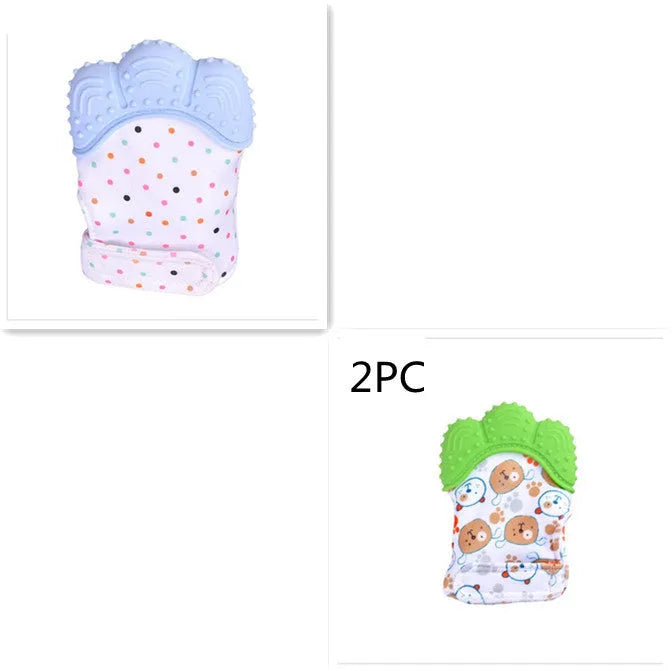 Guantes molares de silicona antimordeduras para dentición de bebé, juguetes con sonido para niños