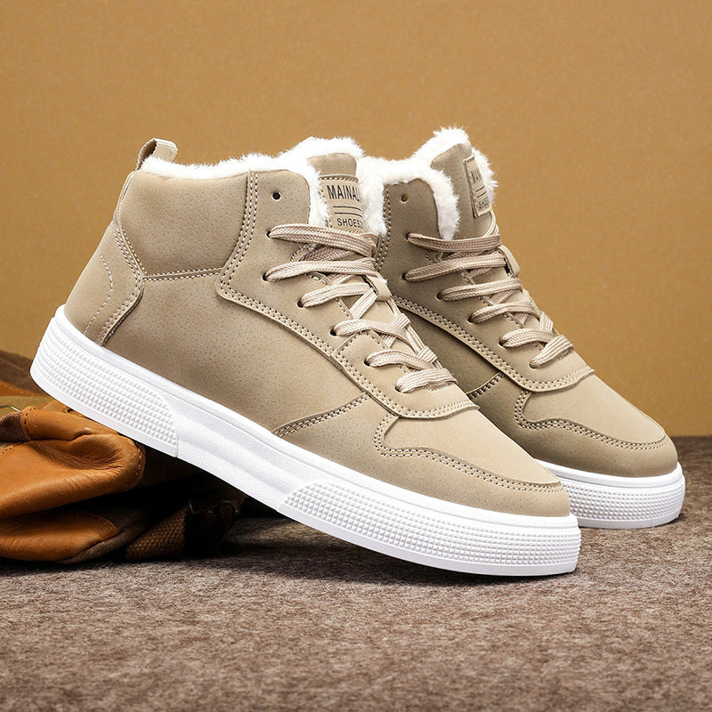 Zapatos de algodón deportivos de moda informal con forro polar cálido de invierno de talla grande para hombre