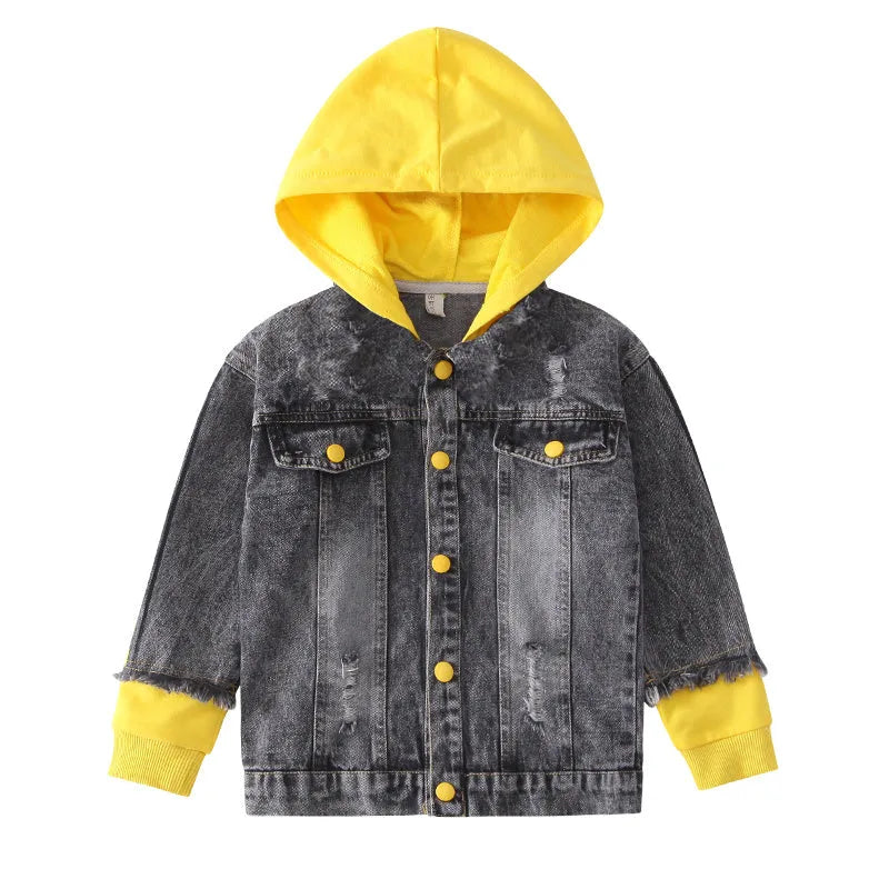 Veste en jean garçon printemps automne sweat à capuche