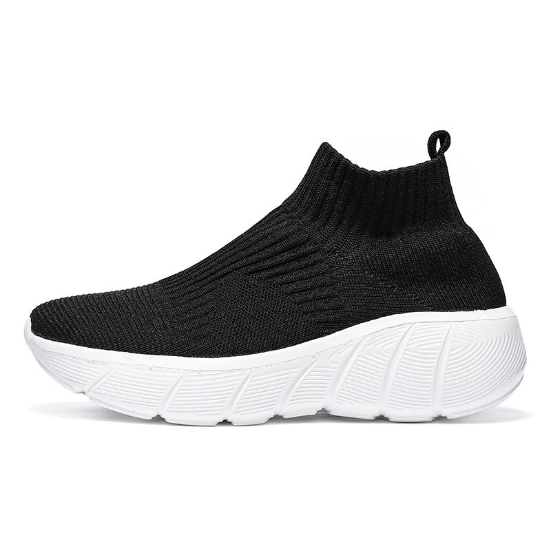 Pareja de zapatos tejidos voladores de caña alta Zapatos casuales de tendencia para hombres Slip-on