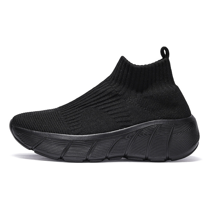 Pareja de zapatos tejidos voladores de caña alta Zapatos casuales de tendencia para hombres Slip-on