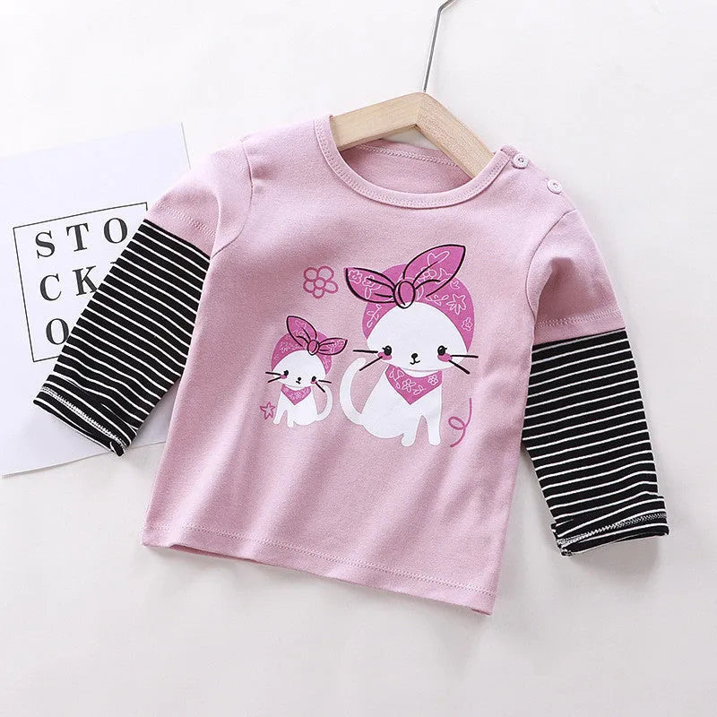 Camiseta de manga larga para niños Top individual de algodón