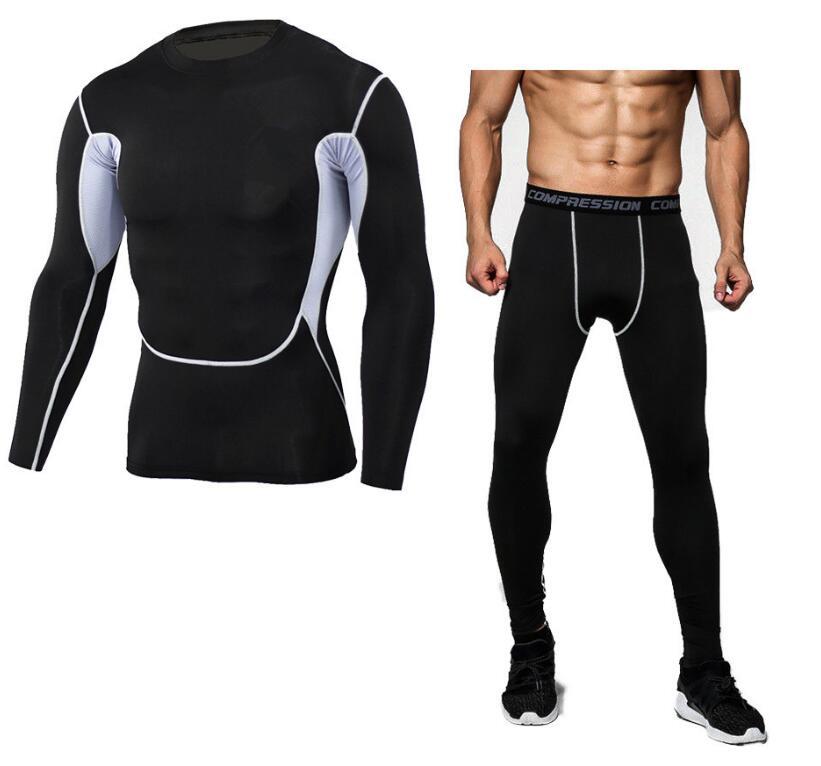 Conjuntos de pantalones y camisetas de camuflaje para hombre, camiseta de Crossfit a la moda, ropa de marca de compresión, pantalones para correr, mallas informales para hombre