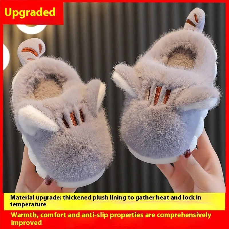 Pantuflas De Algodón Para Niños, Lindo Gatito, Resistentes Al Cálido Y Al Frío, Suela Gruesa Y Suave.