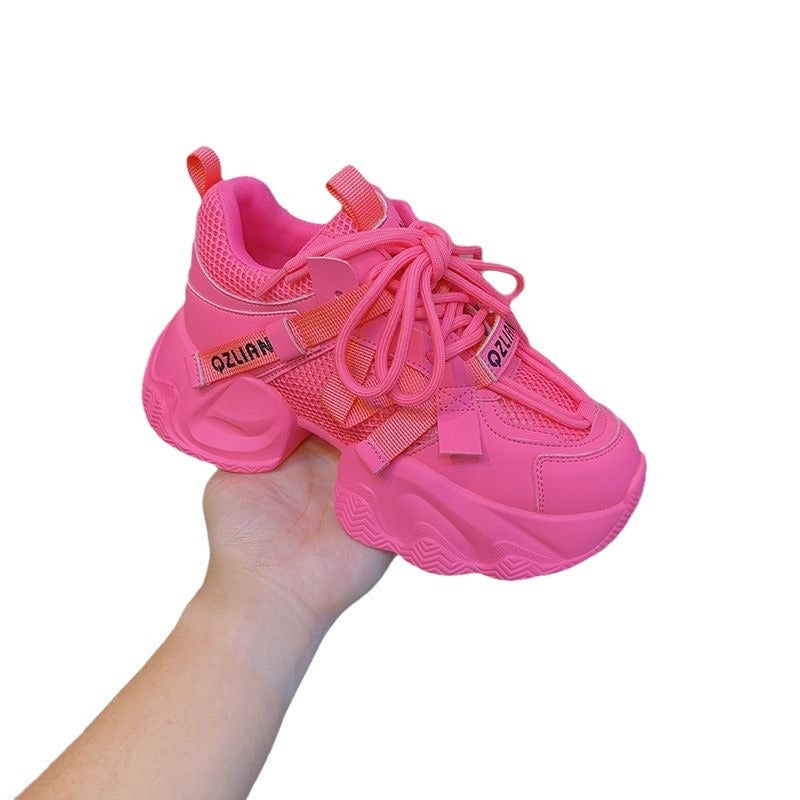 Zapatillas de deporte de suela gruesa de moda para mujer que combinan con todo