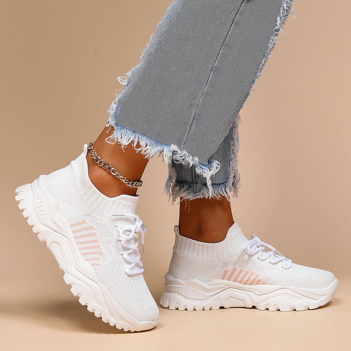 Zapatos deportivos con calcetines Flyknit transpirables de talla grande