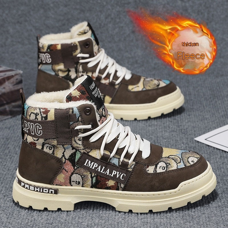 Botas Martin cálidas con forro polar, botas de trabajador, botas de motocicleta para hombre, zapatos de algodón de alta calidad para estudiantes
