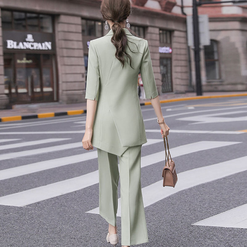Women's Mid-length Three-quarter Sleeve Blazer Suit