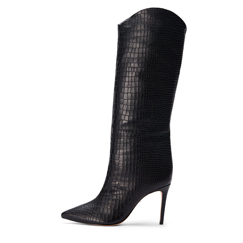 Zapatos de mujer Chengdu con tacones de aguja y botas hasta la rodilla