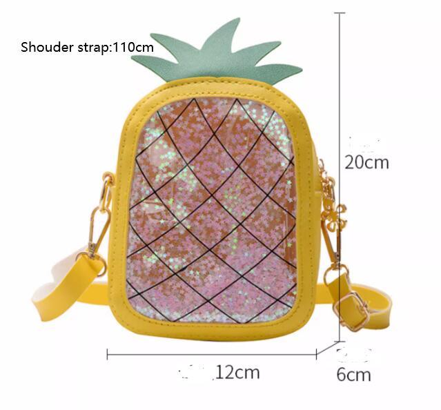 Bolso de verano para niños con diseño de piña y fresa, de un solo hombro