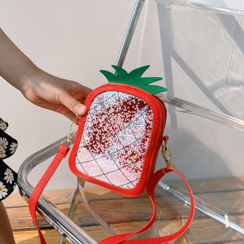 Bolso de verano para niños con diseño de piña y fresa, de un solo hombro