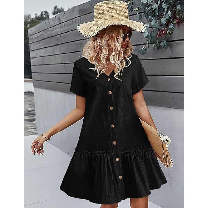 Women's Loose Summer Cotton And Linen Dress