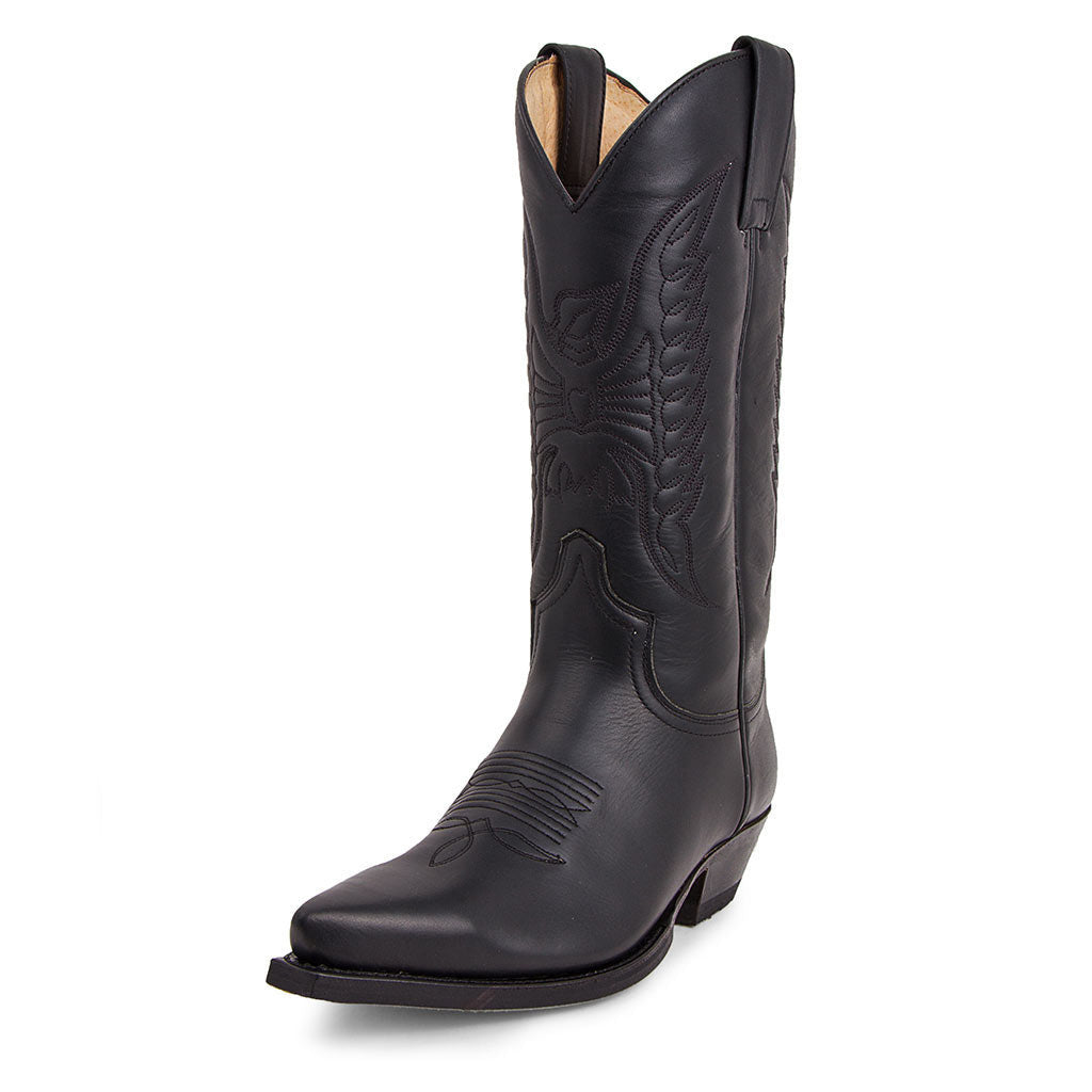 Bota de vaquero occidental de tacón alto puntiagudo bordada para hombres y mujeres europeos y americanos