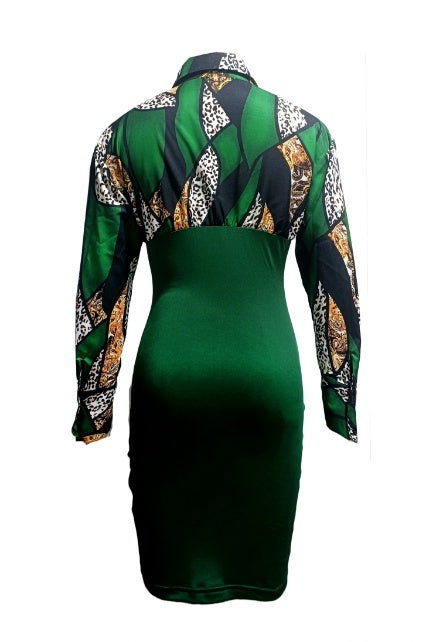 Vestido plisado con cordón ajustable y estampado para mujer