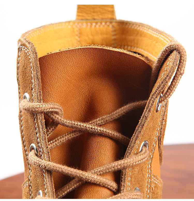 Botines de trabajo de paracaidista con costuras de cuero