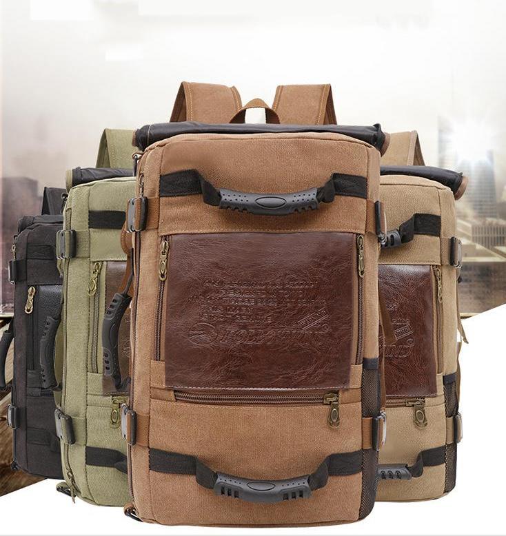Mochila de lona para hombre, mochila de viaje enorme para hombro escolar, mochila para ordenador, bolsas versátiles funcionales, bolsa multifuncional para ordenador portátil