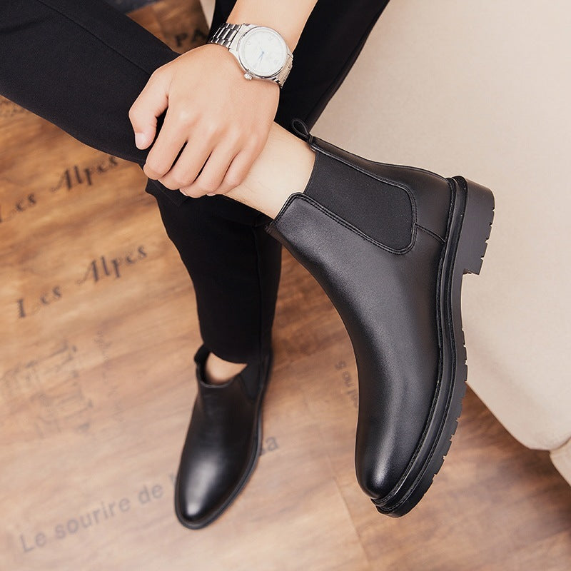 Moda para hombre Vestidos de fiesta de boda Botas de invierno de algodón cálido Cuero de vaca