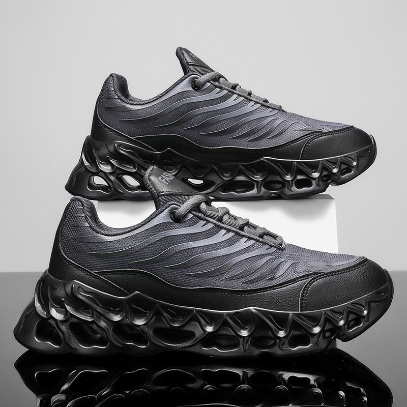 Zapatillas deportivas con cordones para hombre, suela gruesa, vulcanizadas, para correr al aire libre y deportes casuales.