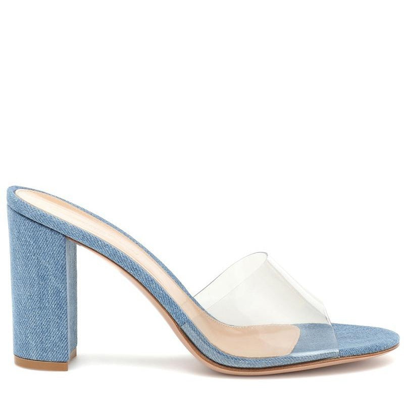 Sandalias de moda europeas y americanas de PVC con tacón grueso