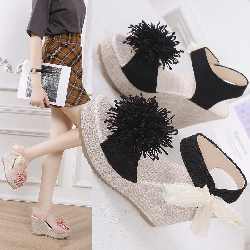 Sandalias de talla grande para mujer con plataforma, cuña y punta abierta, estilo coreano.