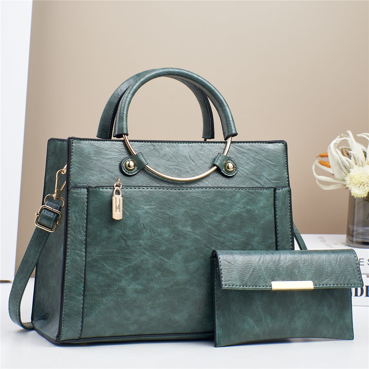 Bolso de mano de gran capacidad para mujer, diseño de interés especial, conjunto de dos piezas