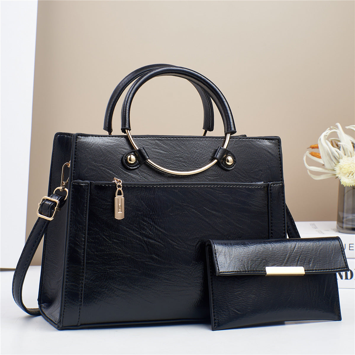 Bolso de mano de gran capacidad para mujer, diseño de interés especial, conjunto de dos piezas