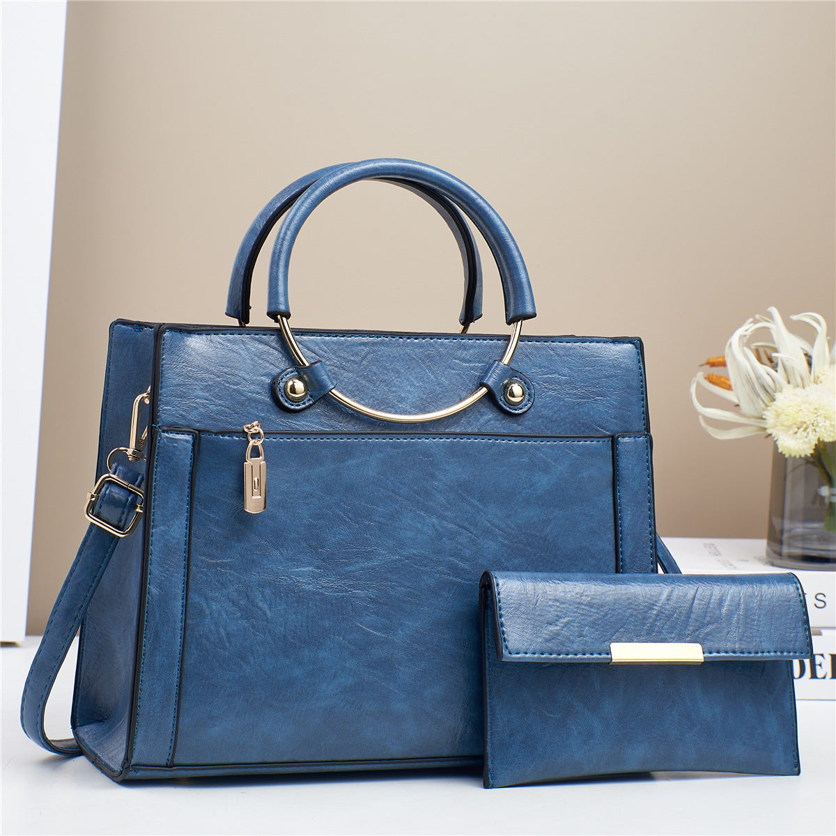 Bolso de mano de gran capacidad para mujer, diseño de interés especial, conjunto de dos piezas