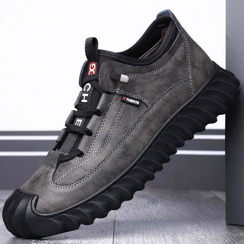 Zapatos deportivos de cuero para hombre, informales, de suela suave y a la moda.