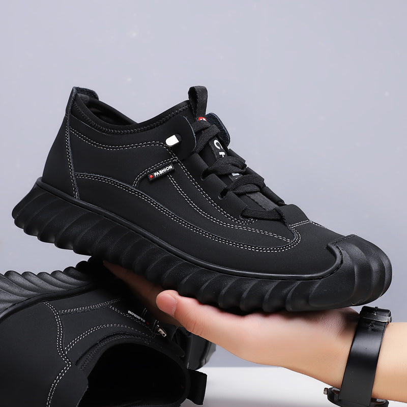 Zapatos deportivos de cuero para hombre, informales, de suela suave y a la moda.