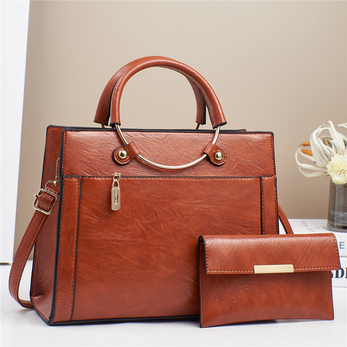 Bolso de mano de gran capacidad para mujer, diseño de interés especial, conjunto de dos piezas