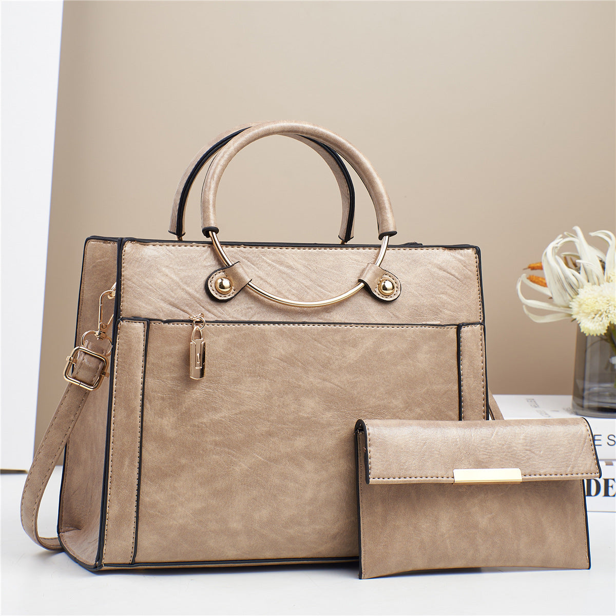 Bolso de mano de gran capacidad para mujer, diseño de interés especial, conjunto de dos piezas