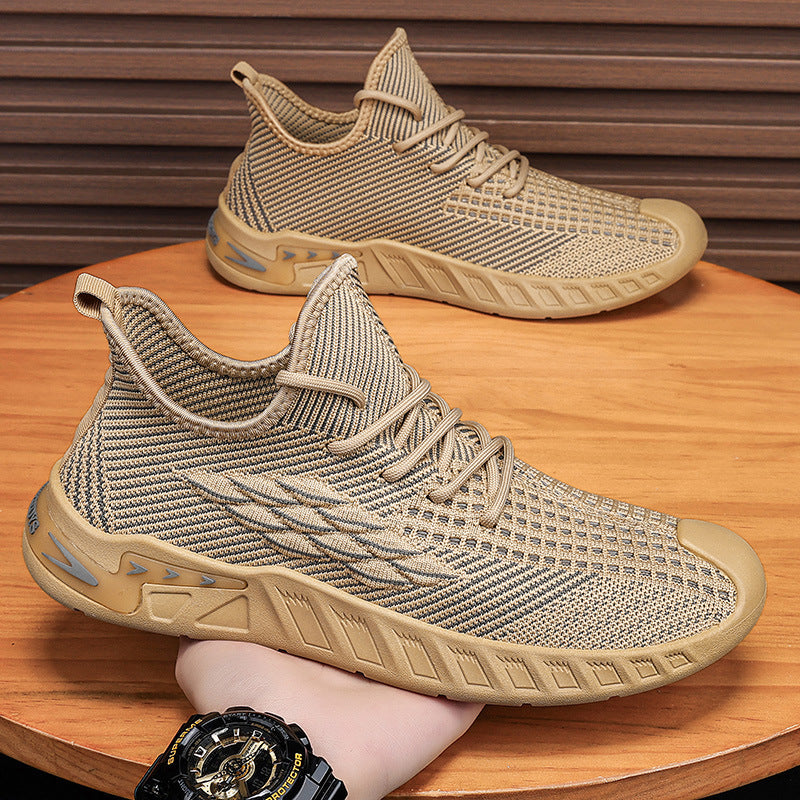 Zapatos casuales de fondo suave de malla tejida con mosca transpirable para hombre