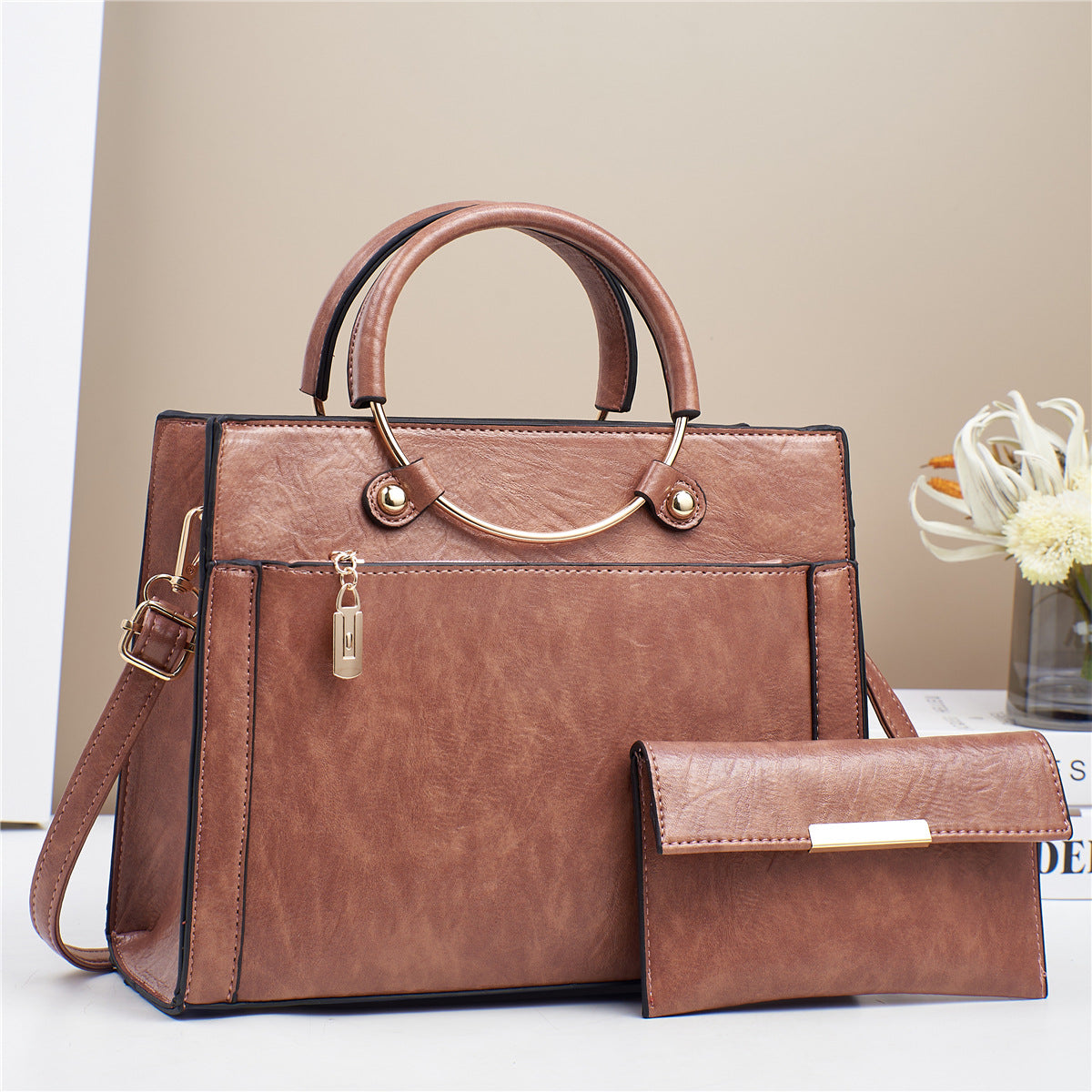 Bolso de mano de gran capacidad para mujer, diseño de interés especial, conjunto de dos piezas